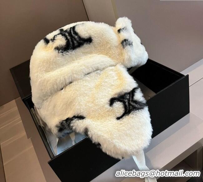 Well Crafted Celine Snow Logo Rabbit Fur Chapka Hat 0114 White 2025