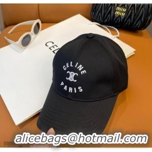 Luxury Discount Celine Triomphe Logo Baseball Hat 0115 Black 2025