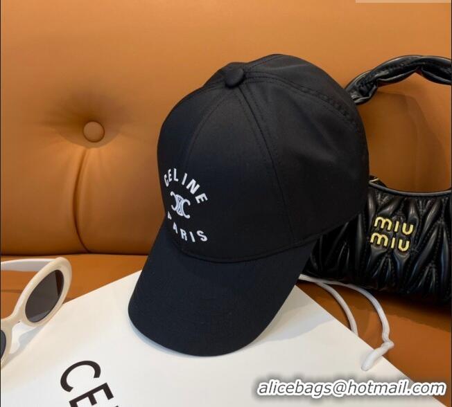 Luxury Discount Celine Triomphe Logo Baseball Hat 0115 Black 2025