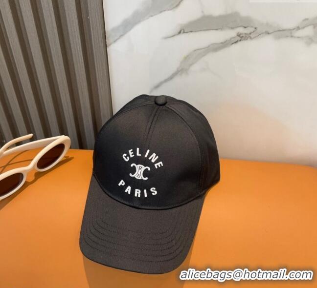 Luxury Discount Celine Triomphe Logo Baseball Hat 0115 Black 2025