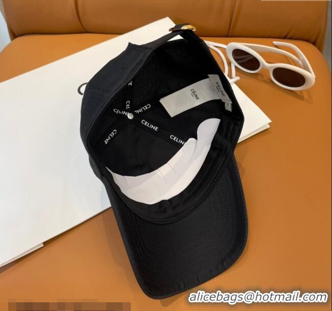 Luxury Discount Celine Triomphe Logo Baseball Hat 0115 Black 2025