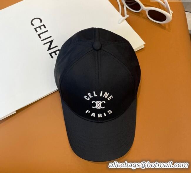 Luxury Discount Celine Triomphe Logo Baseball Hat 0115 Black 2025