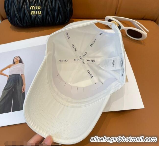 Top Design Celine Triomphe Logo Baseball Hat 0115 White 2025