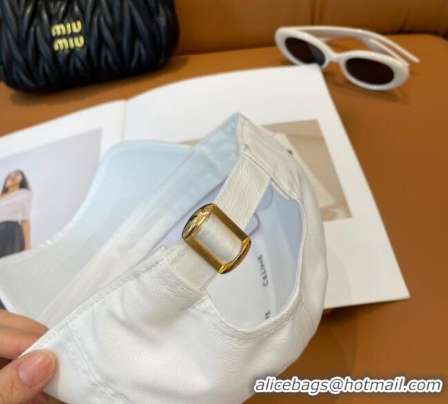 Top Design Celine Triomphe Logo Baseball Hat 0115 White 2025