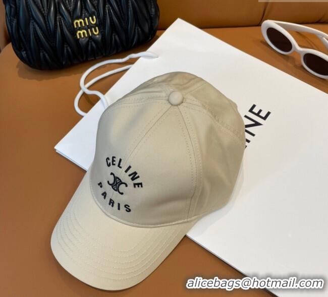 Most Popular Celine Triomphe Logo Baseball Hat 0115 Beige 2025