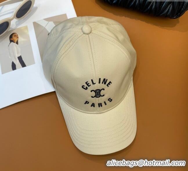 Most Popular Celine Triomphe Logo Baseball Hat 0115 Beige 2025