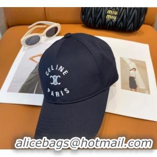 Luxury Cheap Celine Triomphe Logo Baseball Hat 0115 Dark Blue 2025