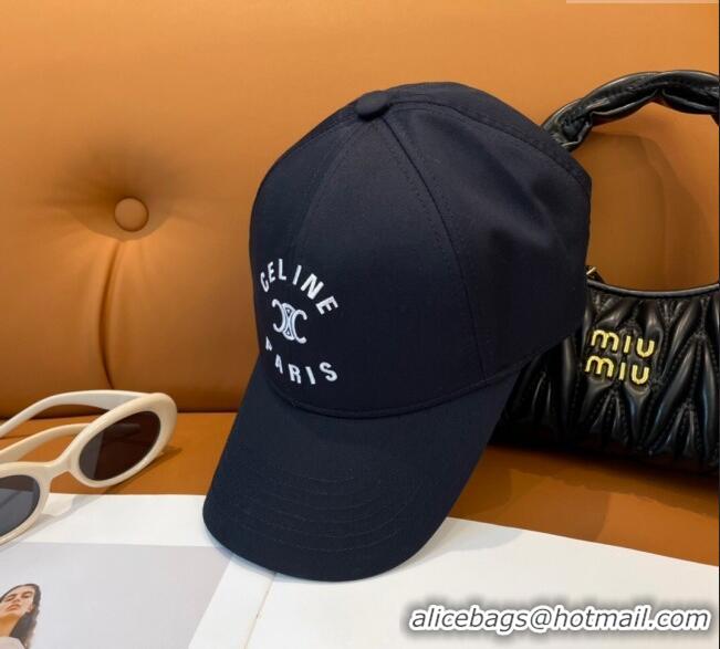 Luxury Cheap Celine Triomphe Logo Baseball Hat 0115 Dark Blue 2025