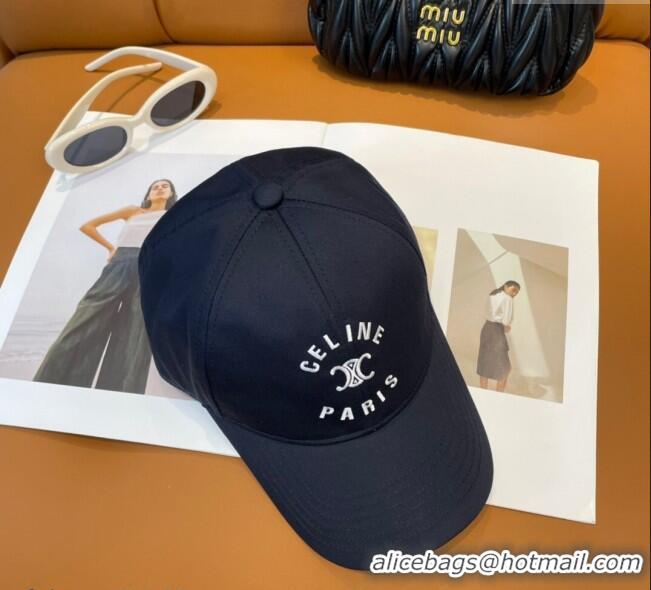 Luxury Cheap Celine Triomphe Logo Baseball Hat 0115 Dark Blue 2025