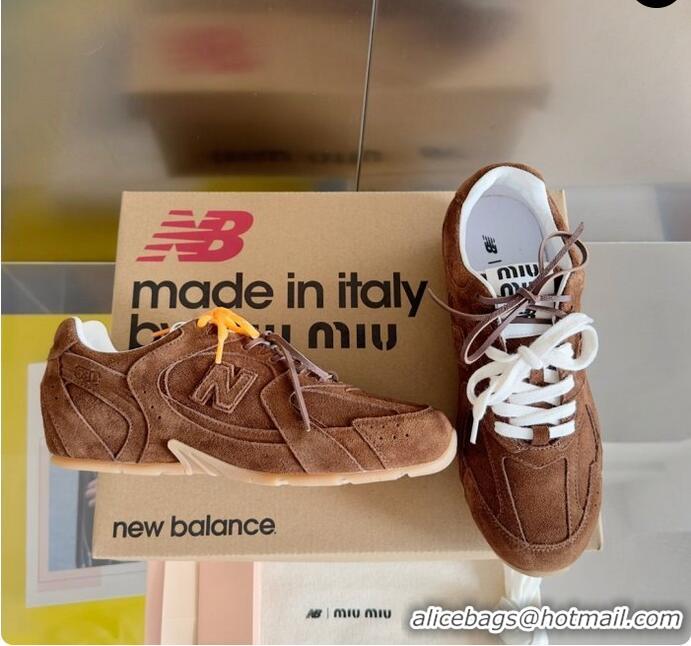 ​Top Grade New Balance X Miu Miu 530 SL Suede Sneakers 5E165E Dark Brown