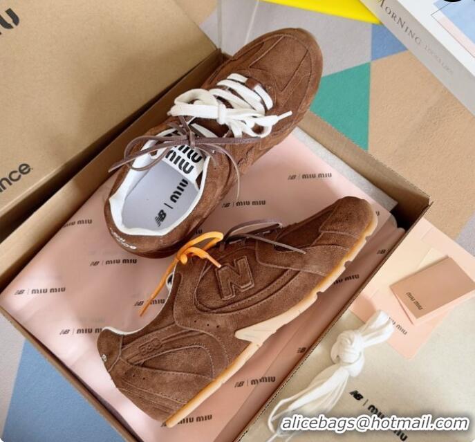 ​Top Grade New Balance X Miu Miu 530 SL Suede Sneakers 5E165E Dark Brown