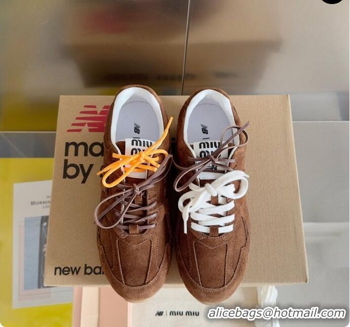 ​Top Grade New Balance X Miu Miu 530 SL Suede Sneakers 5E165E Dark Brown