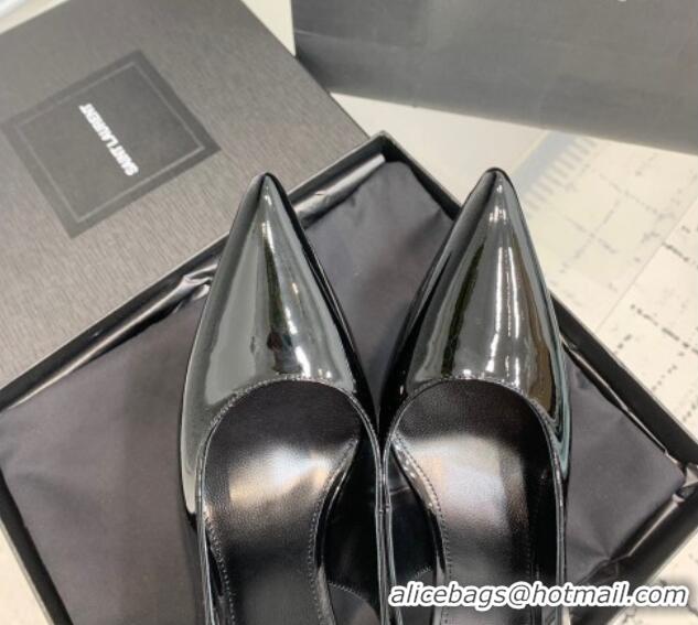 Best Grade Saint Laurent Romy Slingback Pumps 10.5cm in Patent Leather Black 0225068