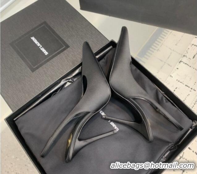 Sumptuous Saint Laurent Romy Slingback Pumps 10.5cm in Satin Black 0225069