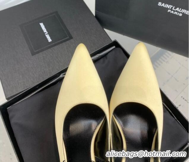 Shop Duplicate Saint Laurent Romy Slingback Pumps 10.5cm in Satin Yellow 0225070