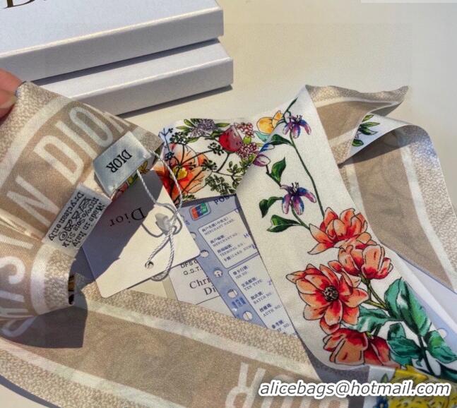 Low Cost Dior Flora Silk Bandeau Scarf 6x100cm 0130 White 2024