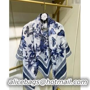 Luxury Discount Dior Butterfly Silk Sqaure Scarf 140x140cm 0304 Blue 2024