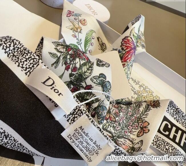Promotional Dior Flora Silk Bandeau Scarf 6x100cm 040701 Black 2024