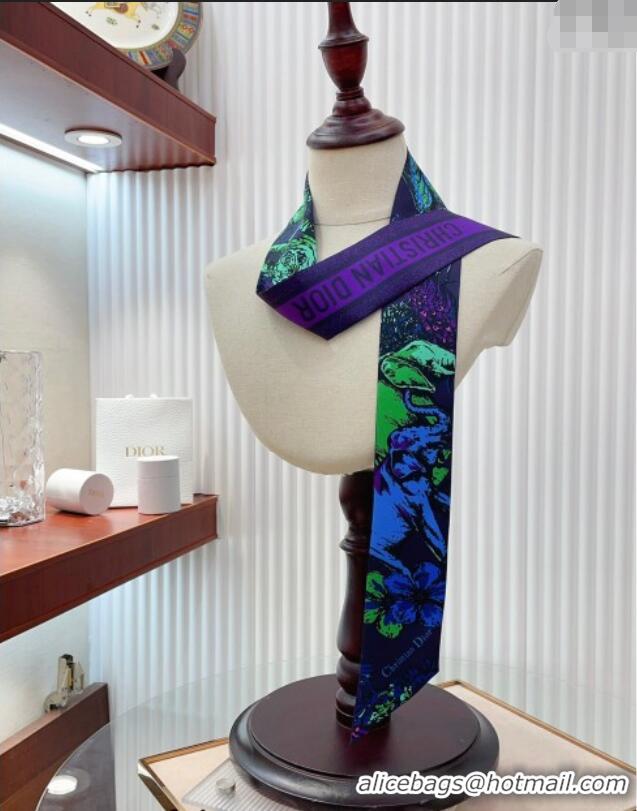 Fashion Discount Dior Silk Bandeau Scarf 8x100cm 0407 Purple 2024