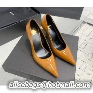 Luxurious Saint Laurent Norma Pumps 10.5cm in Patent Leather Apricot 0225077