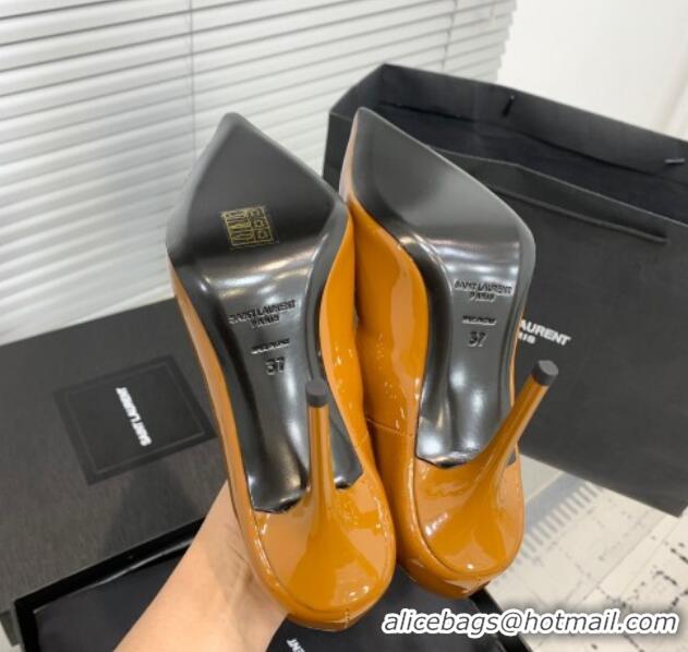 Luxurious Saint Laurent Norma Pumps 10.5cm in Patent Leather Apricot 0225077