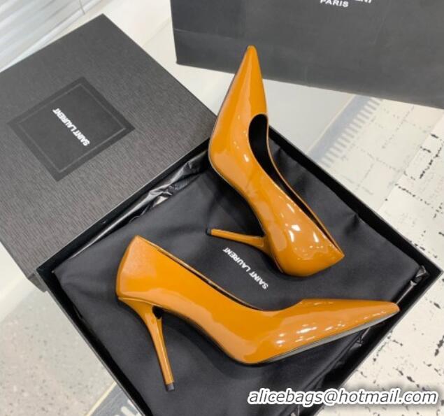 Luxurious Saint Laurent Norma Pumps 10.5cm in Patent Leather Apricot 0225077