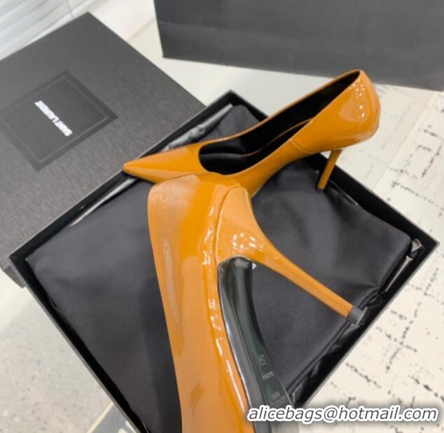 Luxurious Saint Laurent Norma Pumps 10.5cm in Patent Leather Apricot 0225077