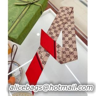 Luxury Discount Gucci Horsebit Print Bandeau Scarf 0407 Red 2024