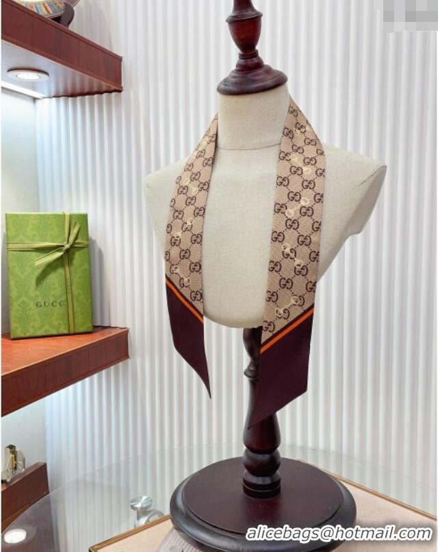 Buy Fashionable Gucci Horsebit Print Bandeau Scarf 0407 Brown 2024