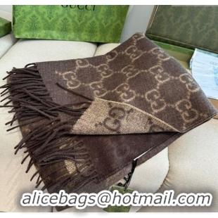 Super Quality Gucci GG Cashmere Long Scarf 47x200cm 0912 Brown 2024