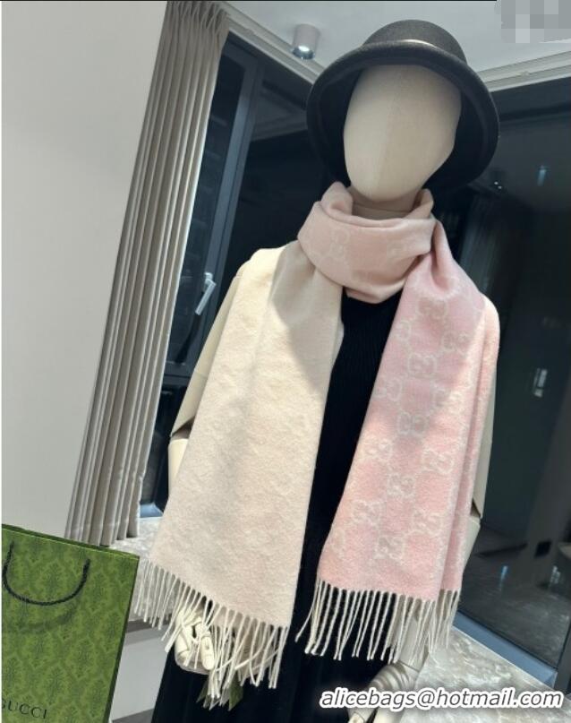 Well Crafted Gucci GG Cashmere Long Scarf 47x200cm 0912 Pink 2024