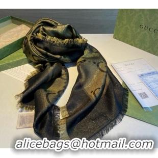 Best Price Gucci Cashmere Silk Shawl Scarf 140cm GG102101 Green/Gold 2024