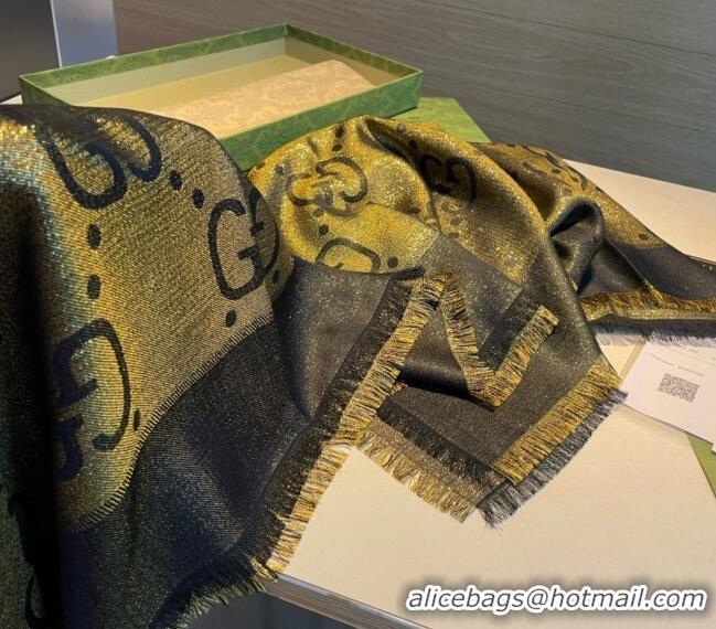 Best Price Gucci Cashmere Silk Shawl Scarf 140cm GG102101 Green/Gold 2024