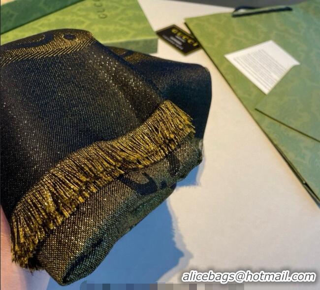 Best Price Gucci Cashmere Silk Shawl Scarf 140cm GG102101 Green/Gold 2024