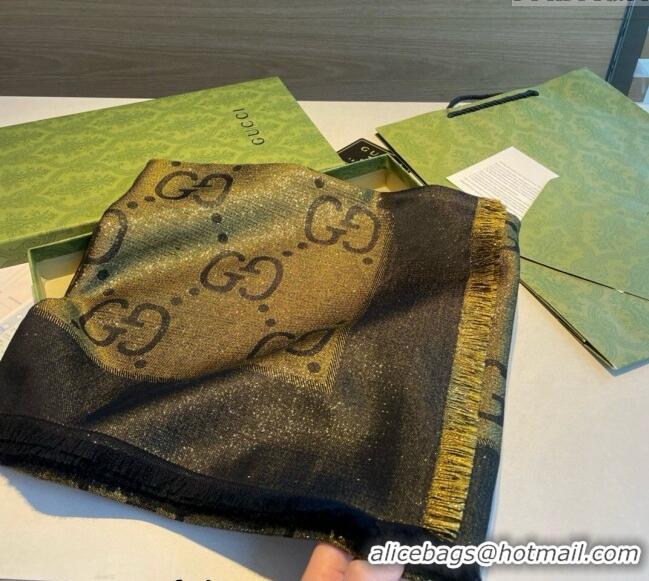 Best Price Gucci Cashmere Silk Shawl Scarf 140cm GG102101 Green/Gold 2024