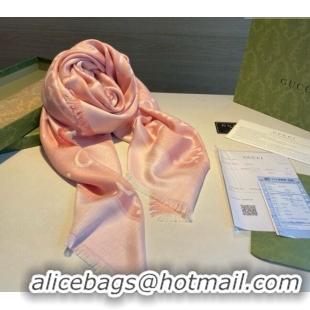 Discount Gucci Cashmere Silk Shawl Scarf 140cm GG102101 Pink/Gold 2024