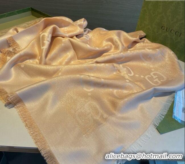 Inexpensive Gucci Cashmere Silk Shawl Scarf 140cm GG102101 Yellow Gold 2024