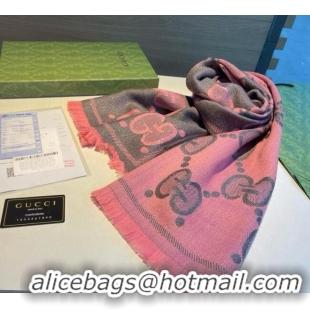 Well Crafted Gucci Maxi GG Wool Long Scarf 45x190cm 1128 Pink/Grey 2024