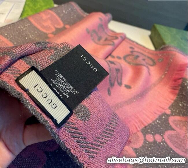 Well Crafted Gucci Maxi GG Wool Long Scarf 45x190cm 1128 Pink/Grey 2024