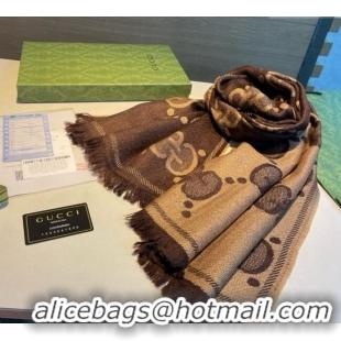 Best Price Gucci Maxi GG Wool Long Scarf 45x190cm 1128 Brown 2024