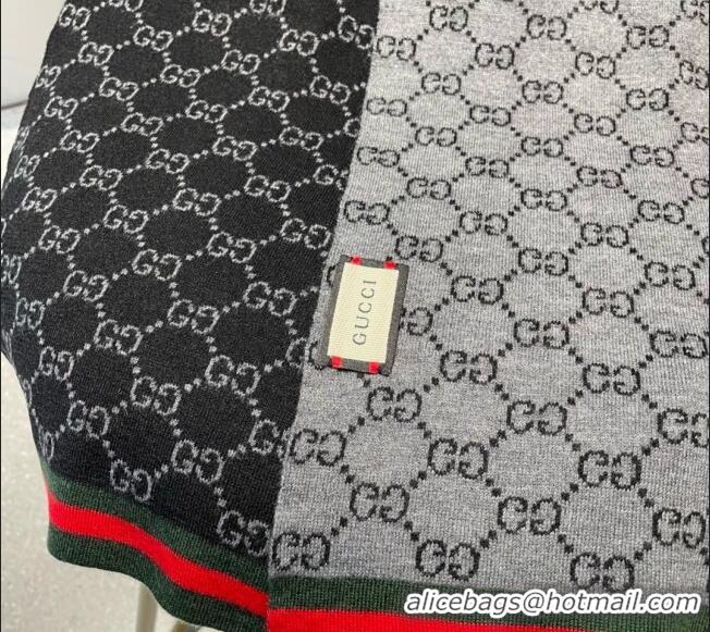 Well Crafted Gucci GG Knit Long Scarf 32x180cm with Web 1128 Black 2024