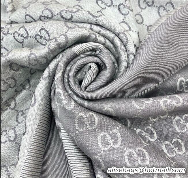 Top Quality Gucci GG Wool & Silk Square Scarf 140cm G020602 Grey 2025