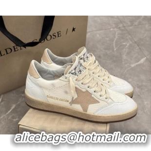 Best Product Golden Goose Ball Star Sneakers in cream white leather with apriot star and heel 1224018