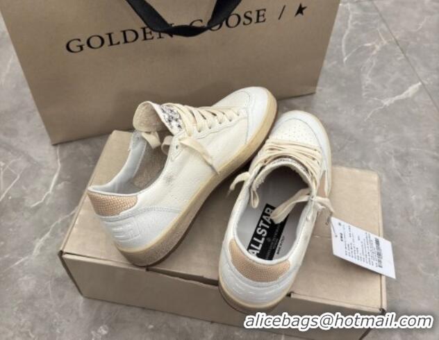 Best Product Golden Goose Ball Star Sneakers in cream white leather with apriot star and heel 1224018