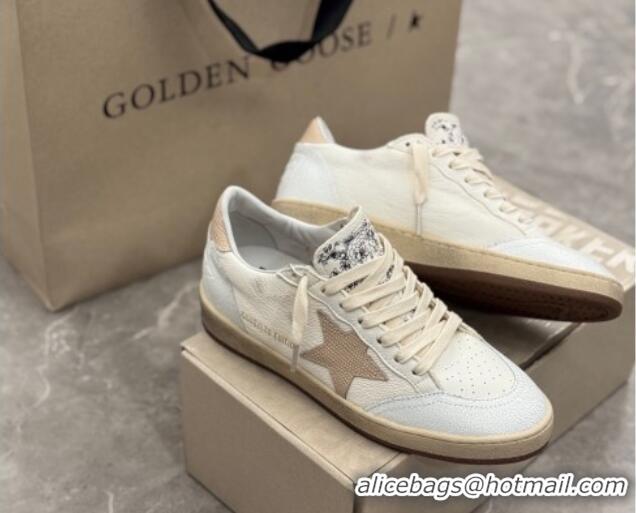 Best Product Golden Goose Ball Star Sneakers in cream white leather with apriot star and heel 1224018