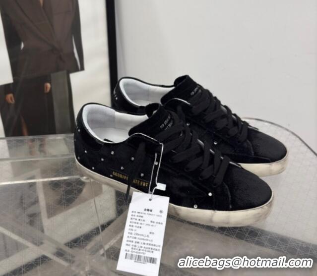 Purchase Golden Goose Women's Super-Star Sneakers in black quilted suede and leather with studs 0221005