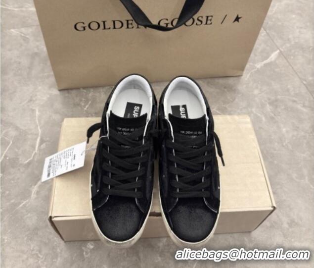 Purchase Golden Goose Women's Super-Star Sneakers in black quilted suede and leather with studs 0221005