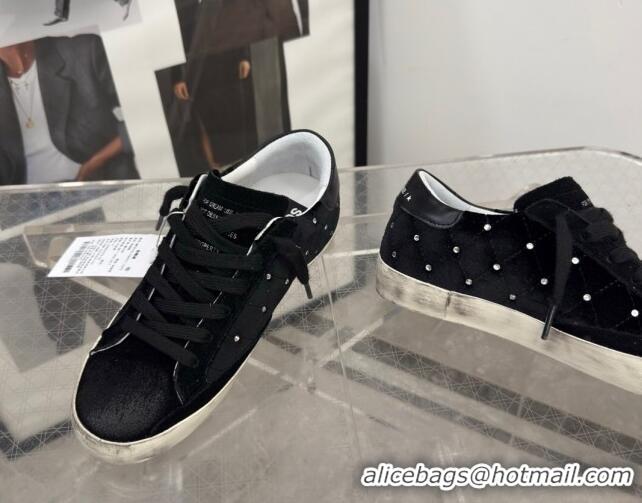 Purchase Golden Goose Women's Super-Star Sneakers in black quilted suede and leather with studs 0221005