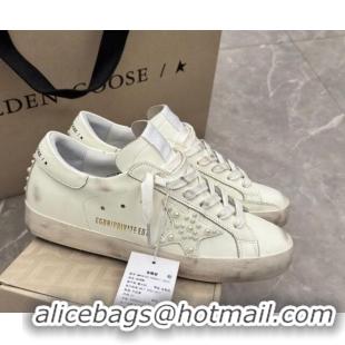 Top Grade Golden Goose Women's Super-Star Sneakers in with leather and star with pearls 0221007