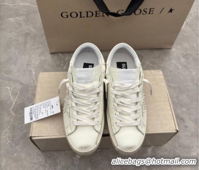 Top Grade Golden Goose Women's Super-Star Sneakers in with leather and star with pearls 0221007